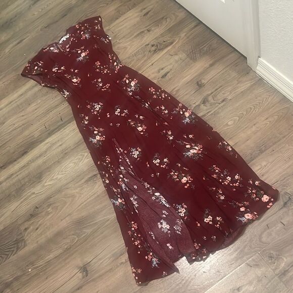 Reformation Gavin maroon floral dress - Picture 3 of 7